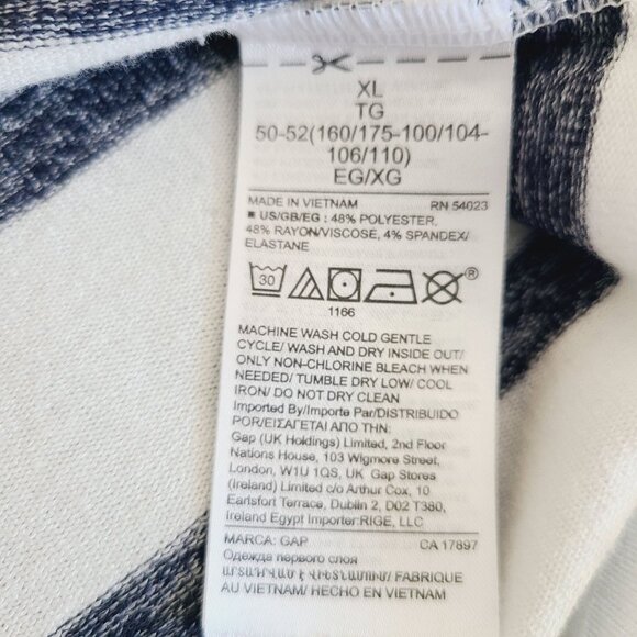 Gap Womens Striped Short Sleeve V-Neck Knit Top XL White & Navy Light Knit - Picture 7 of 10